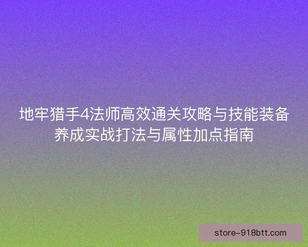 地牢猎手4法师高效通关攻略与技能装备养成实战打法与属性加点指南